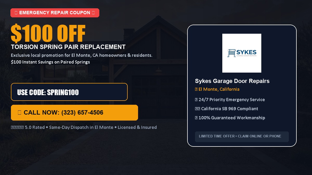 $100 OFF Heavy-Duty Torsion Spring Pair Replacement in El Monte, CA